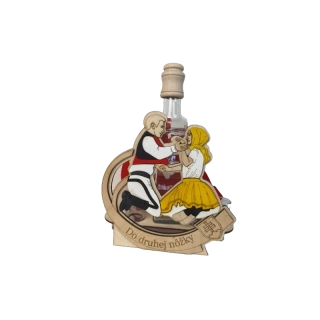 Drevený stojan - Fľaša s pohármi 6ks Folklór